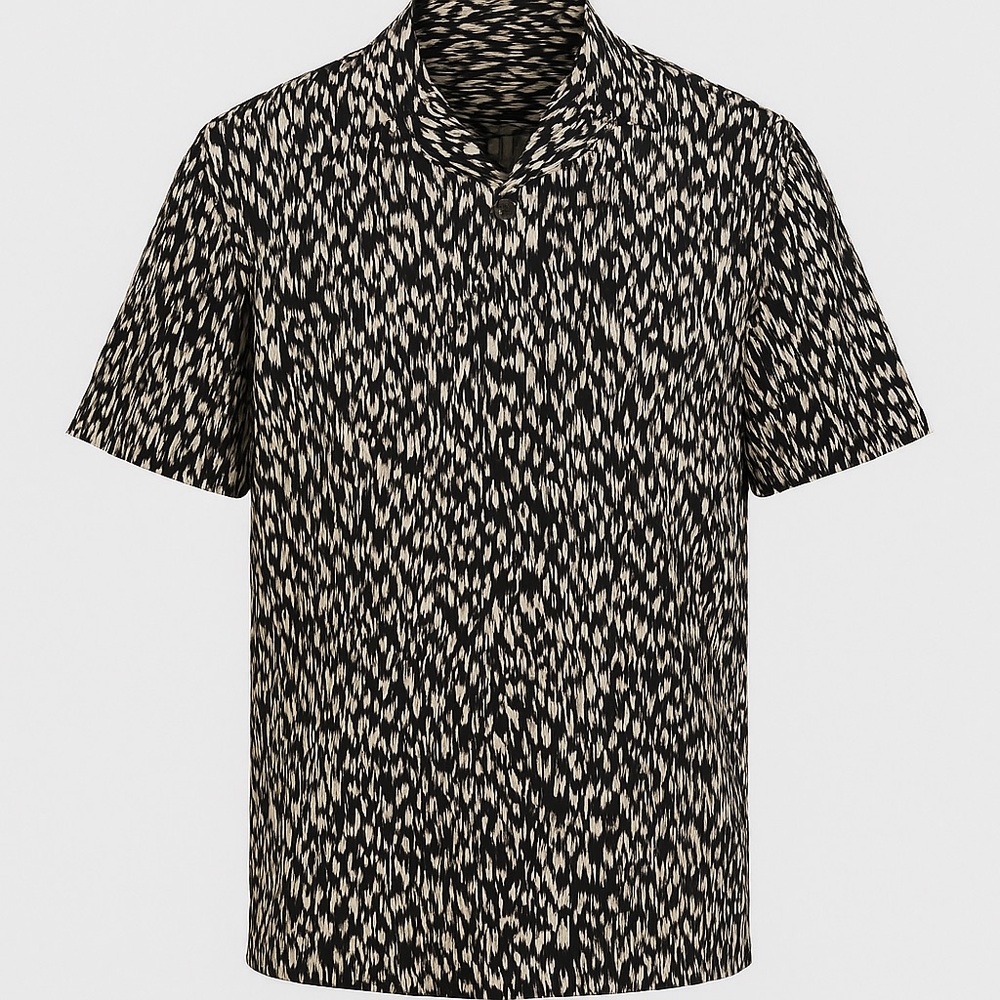 Men's Black and Tan Patterned Shirt